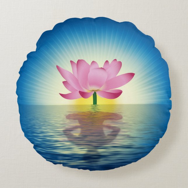 Yoga Lotus Rundes Kissen (Vorderseite)