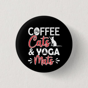 Yoga Lover Kaffeekatze und Yoga Matten Button