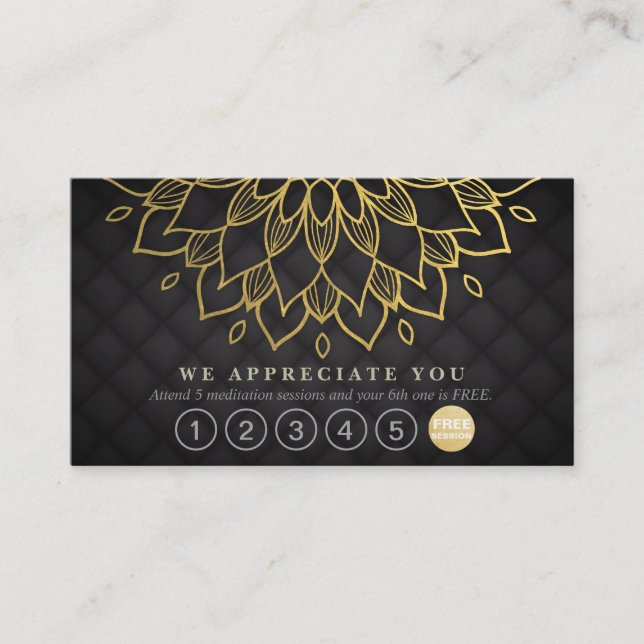 Yoga Loyalität 6 Punch Gold Mandala Black Leather Treuekarte (Vorderseite)