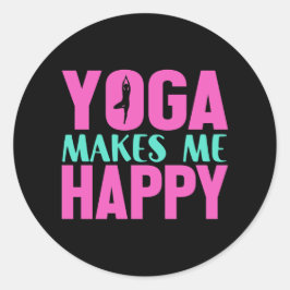 Yoga macht mich glücklich T - Shirt Runder Aufkleber