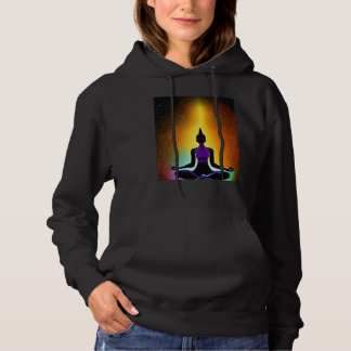 Yoga-Mädchen weibliche Sonnengruß-Meditation Chakr Hoodie