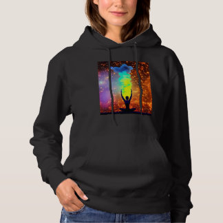 Yoga-Mädchen weibliche Sonnengruß-Meditation Chakr Hoodie