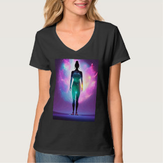 Yoga-Mädchen weibliche Sonnengruß-Meditation Chakr T-Shirt
