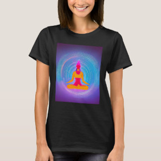 Yoga-Mädchen weibliche Sonnengruß-Meditation Chakr T-Shirt