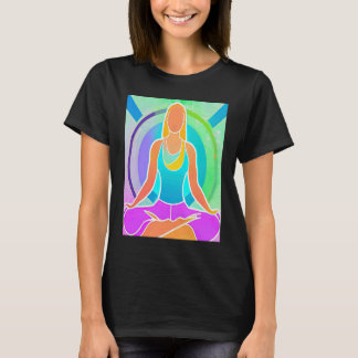 Yoga-Mädchen weibliche Sonnengruß-Meditation Chakr T-Shirt