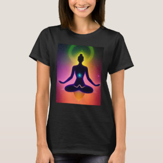 Yoga-Mädchen weibliche Sonnengruß-Meditation Chakr T-Shirt