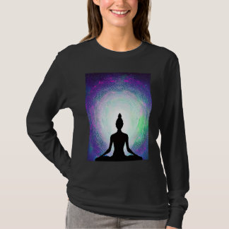 Yoga-Mädchen weibliche Sonnengruß-Meditation Chakr T-Shirt