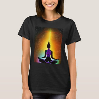 Yoga-Mädchen weibliche Sonnengruß-Meditation Chakr T-Shirt