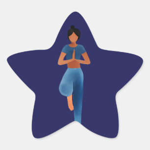 Yoga-Mädchen, Yoga-Kunst Stern-Aufkleber