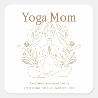 Yoga-Mama atmet durch die Mutterschaft Quadratischer Aufkleber
