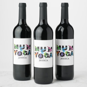 Yoga Mama Meditation Hobby Niedliche Mama Weinetikett