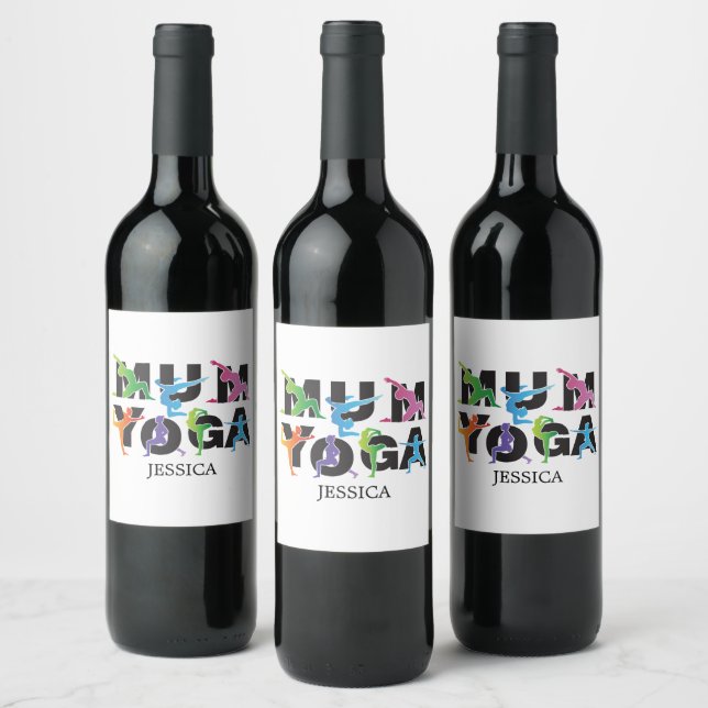 Yoga Mama Meditation Hobby Niedliche Mama Weinetikett (Flaschen)