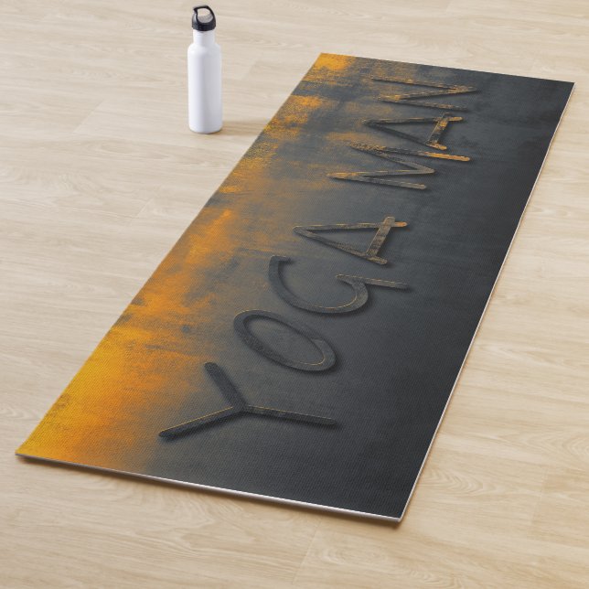 Yoga Man Yellow Blue Grau rustikal Yogamatte (Beispiel)