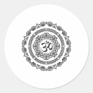Yoga-Mandala Om-Symbol Buddha-Yogi-Geschenk Runder Aufkleber
