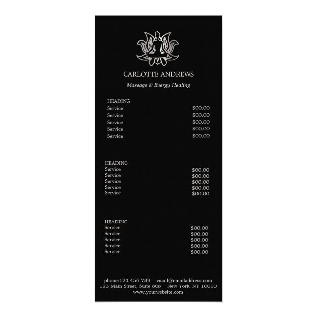 Yoga Mandala Salon Tarifs Carte Rack (Devant)