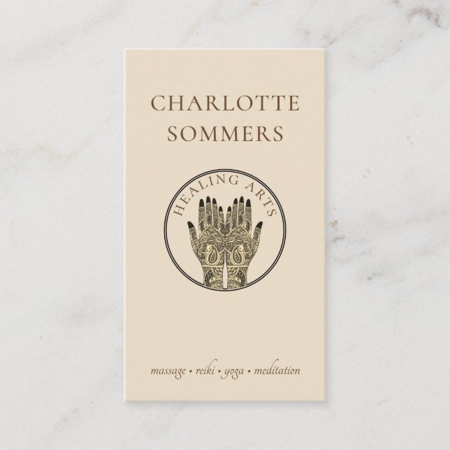 Yoga Massage Henna Hands Visitenkarte (Vorderseite)
