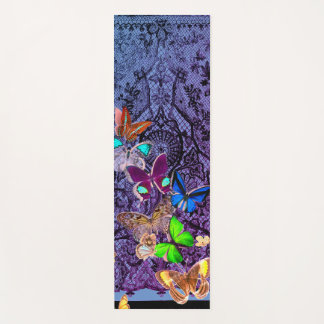 YOGA MAT BLACK LACE AND BUTTERFLILIS CUSTOM INITIA YOGAMATTE