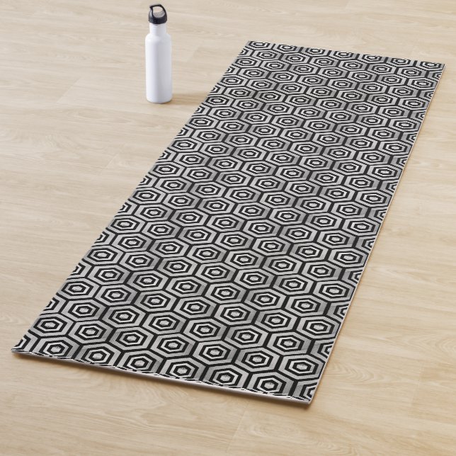 Yoga Mat Black White Hexagon Geometric Pattern Yogamatte (Beispiel)