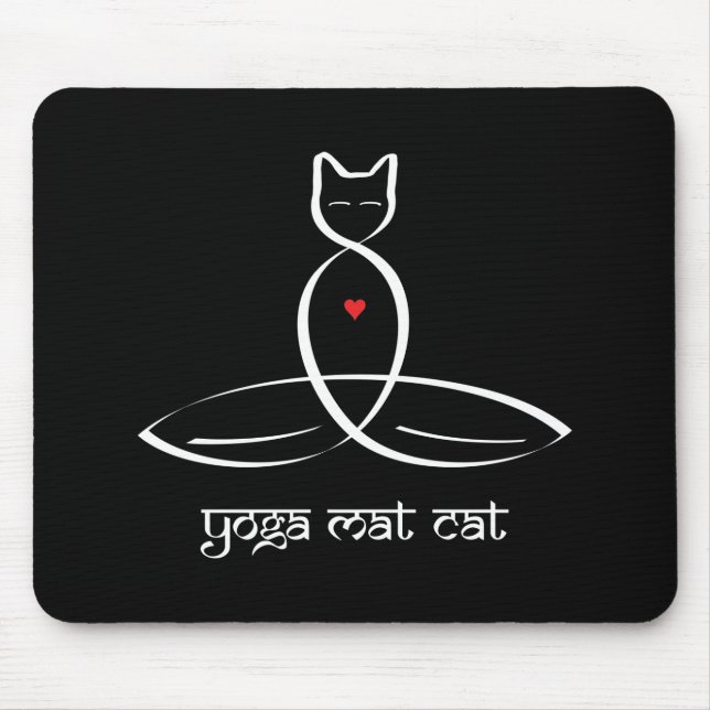 Yoga Mat Cat - Sanskrit style text. Mousepad (Vorne)