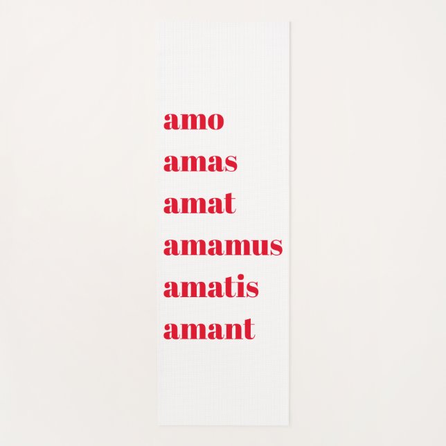 Yoga Mat mit Typografie, Amo Amas Amat Latin Yogamatte (Vorderseite)