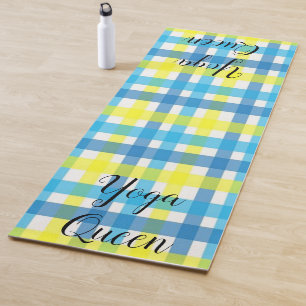 Yoga Mats Yoga Queen Yellow Blue Kariert Yogamatte