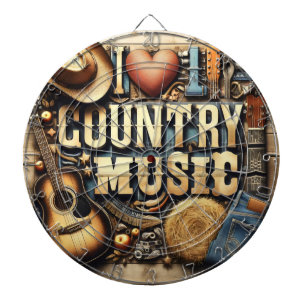 Yoga-Matte mit Country-Musik. Dartscheibe