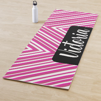 Yoga-Matte mit rosa Ombre-Streifen und Namen Yogamatte