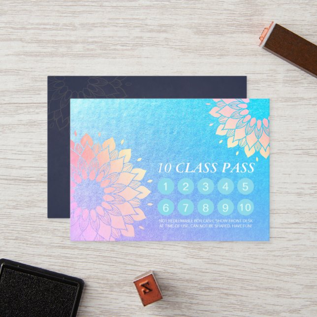 Yoga Mediation Instructor Class Pass Loyalty Card Treuekarte (Vorderseite/Rückseite Beispiel)