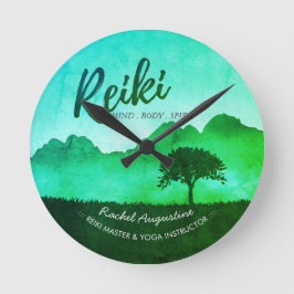 Yoga-Mediationslehrer des Naturlehrers Reiki Runde Wanduhr