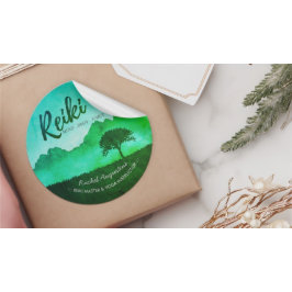 Yoga-Mediationslehrer des Naturlehrers Reiki Runder Aufkleber