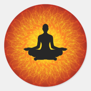 Yoga - Meditation auf Mandala Runder Aufkleber