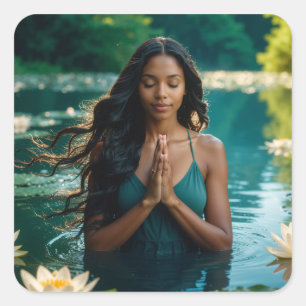 YOGA - MEDITATION - CARPE DIEM - WELLNESS QUADRATISCHER AUFKLEBER