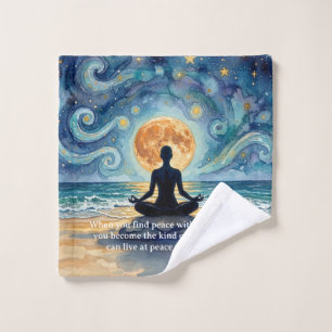 Yoga Méditation Ciel Nocturne Étoilé Lune Océan Ci