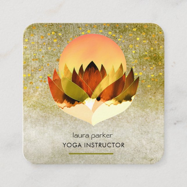 Yoga Meditation Green Limon Lotus Blume Massage Quadratische Visitenkarte (Vorderseite)
