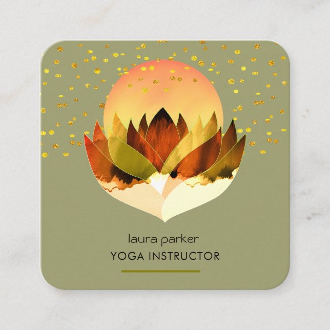 Yoga Meditation Green Limon Lotus Blume Massage Quadratische Visitenkarte (Vorderseite)