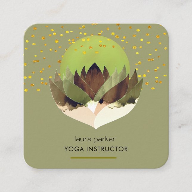 Yoga Meditation Green Limon Lotus Blume Massage Quadratische Visitenkarte (Vorderseite)