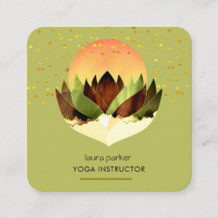 Yoga-Meditation Grün Limette Lotusblume Massage Quadratische Visitenkarte