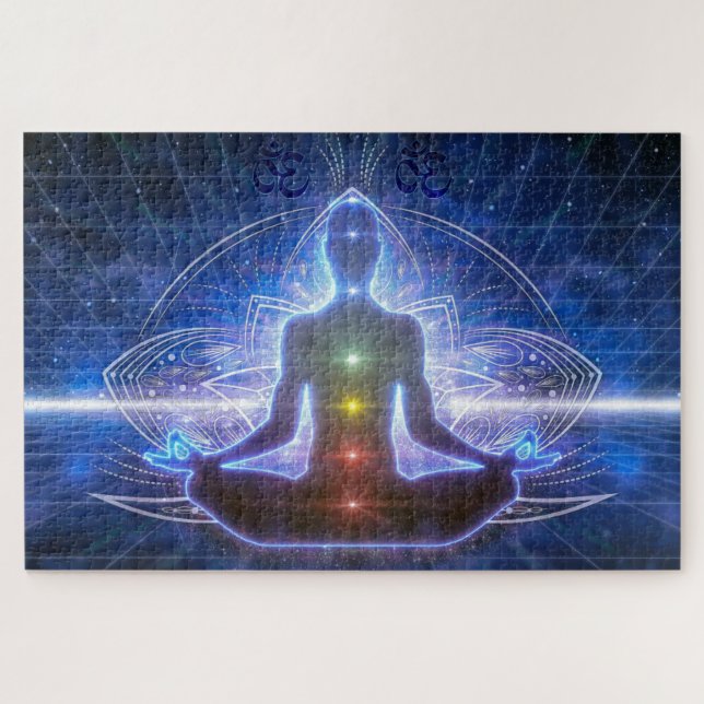 YOGA MEDITATION IN LOTUS POSITION WITH CHAKRA (Horizontal)