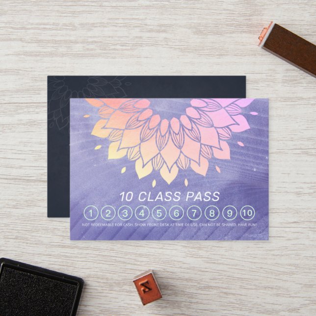 Yoga Meditation Instructor 10 Class Pass Treuekarte (Vorderseite/Rückseite Beispiel)