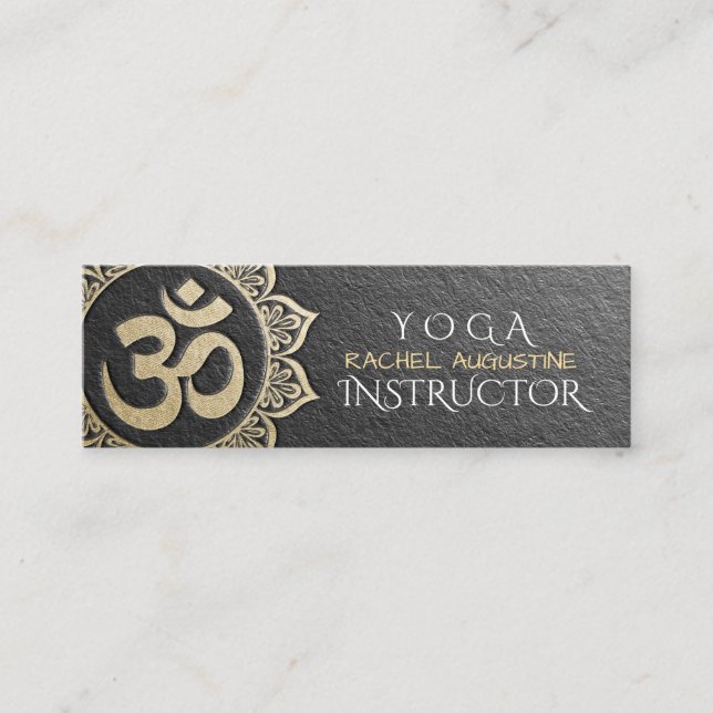 YOGA Meditation Instructor Black Gold OM Mandala Mini Visitenkarte (Vorderseite)