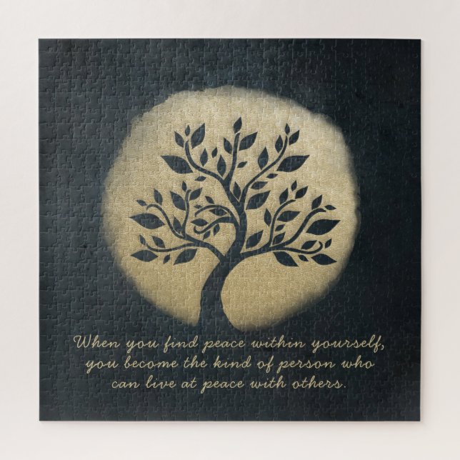 Yoga Meditation Instructor Black Gold Tree Quotes (Vertikal)