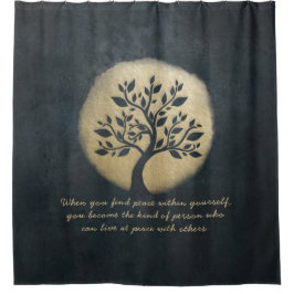 Yoga Meditation Instructor Black Gold Tree Quotes Duschvorhang