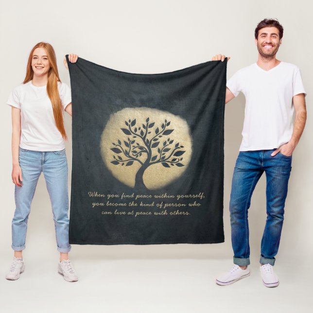Yoga Meditation Instructor Black Gold Tree Quotes Fleecedecke (Beispiel)