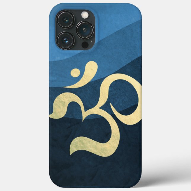 Yoga Meditation Instructor Blue and Gold OM Symbol Case-Mate iPhone Hülle (Rückseite)