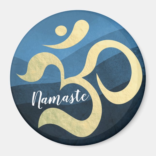 Yoga Meditation Instructor Blue and Gold OM Symbol Magnet (Vorne)