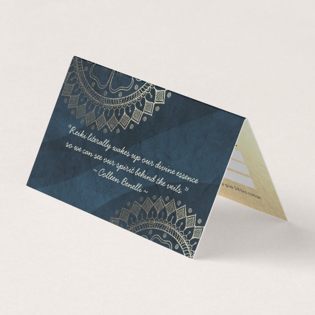 Yoga Meditation Instructor Blue Gold Mandala Preis Visitenkarten (Vorderseite)