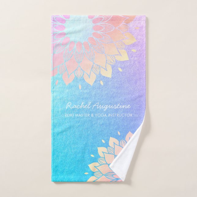 Yoga Meditation Instructor Blue Gold Mandala Zitat Badhandtuch Set (Handtuch)