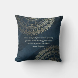 Yoga Meditation Instructor Blue Gold Mandala Zitat Kissen