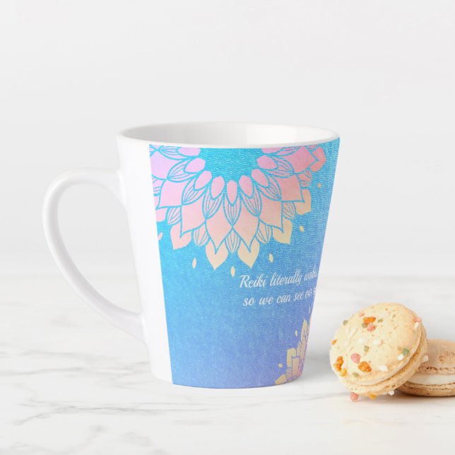 Yoga Meditation Instructor Blue Gold Mandala Zitat Milchtasse (Beispiel)