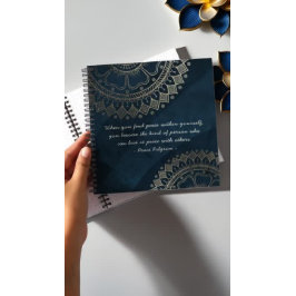 Yoga Meditation Instructor Blue Gold Mandala Zitat Notizbuch
